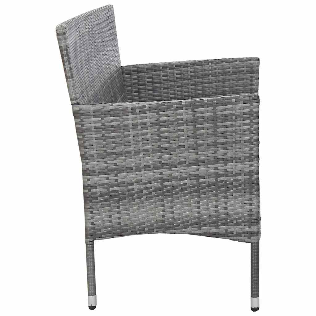 vidaXL Tuinbank 3-zits met kussens poly rattan grijs
