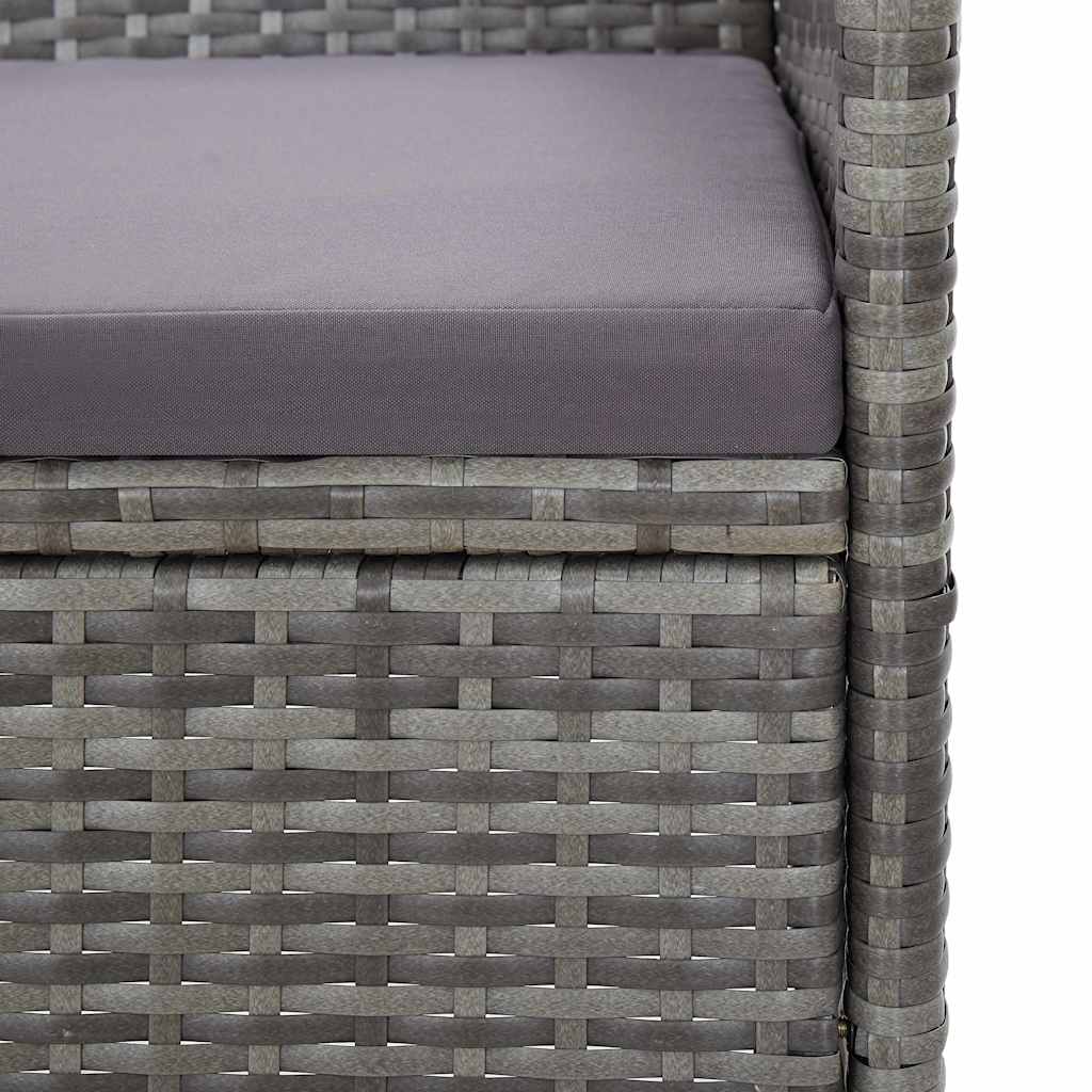 vidaXL Tuinbank 3-zits met kussens poly rattan grijs