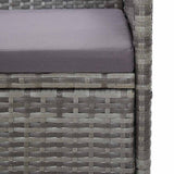vidaXL Tuinbank 3-zits met kussens poly rattan grijs