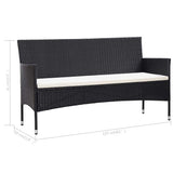 vidaXL Tuinbank 3-zits met kussens poly rattan grijs
