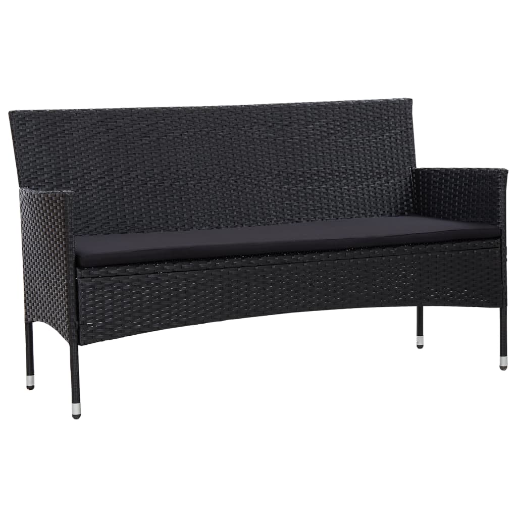 vidaXL Tuinbank 3-zits met kussens poly rattan grijs