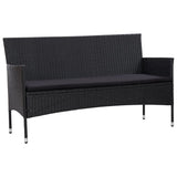 vidaXL Tuinbank 3-zits met kussens poly rattan grijs