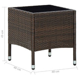 vidaXL Garden Table 40x40x45 cm Poly Rattan Brown