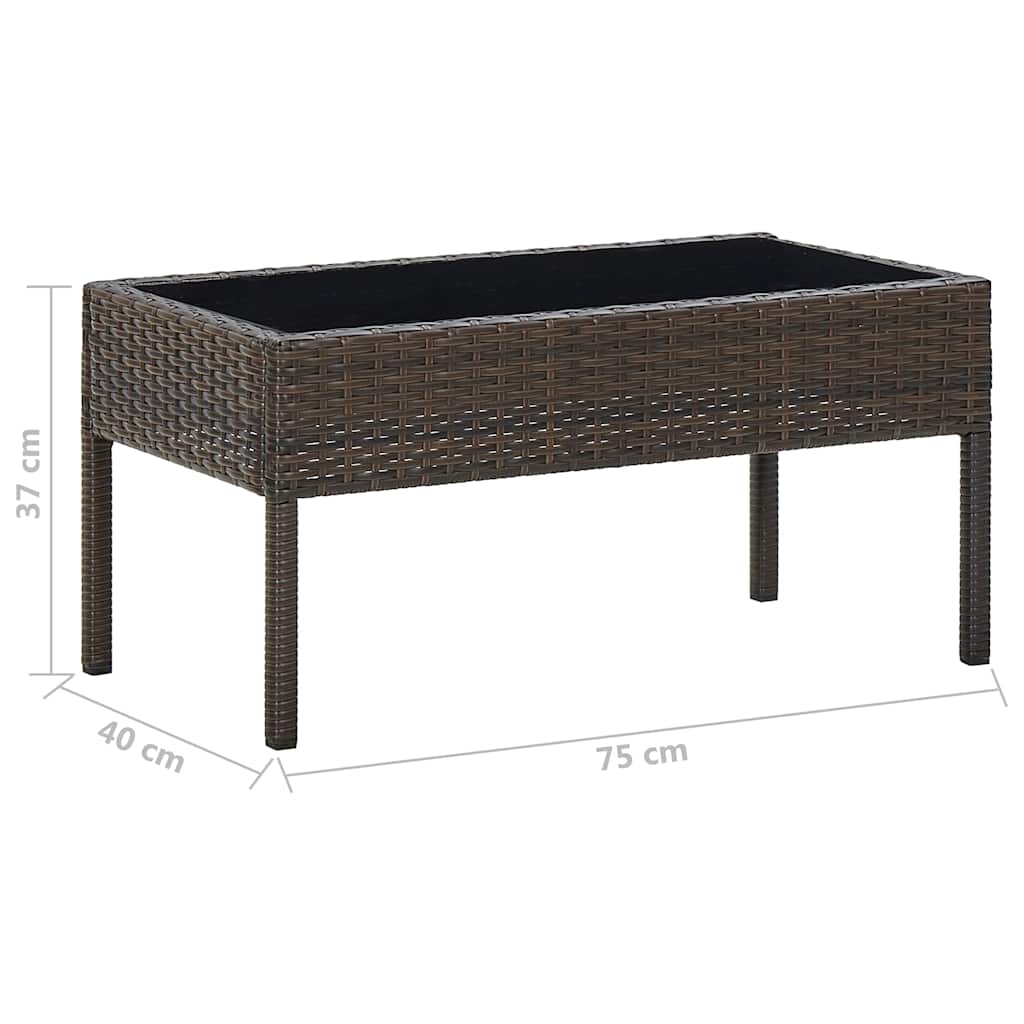 vidaXL Garden Coffee Table 75x40x37 cm Poly Rattan Brown