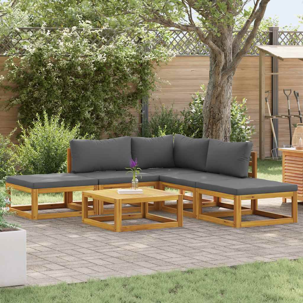 vidaXL 4-Piece Lounge Set with Cushions Solid Acacia Wood