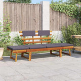 vidaXL Banquette de jardin avec coussins 2 en 1 190 cm en acacia massif gris