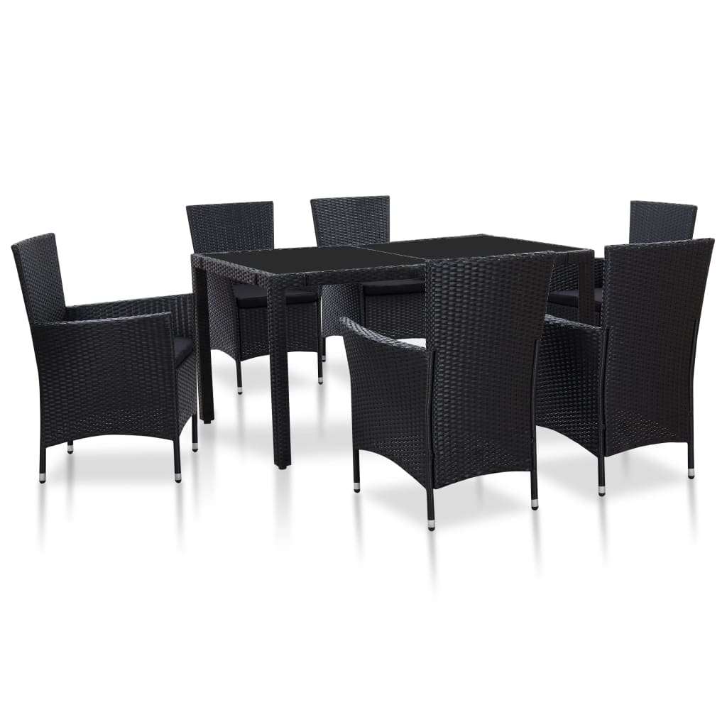 vidaXL 9-delige Tuinset poly rattan zwart