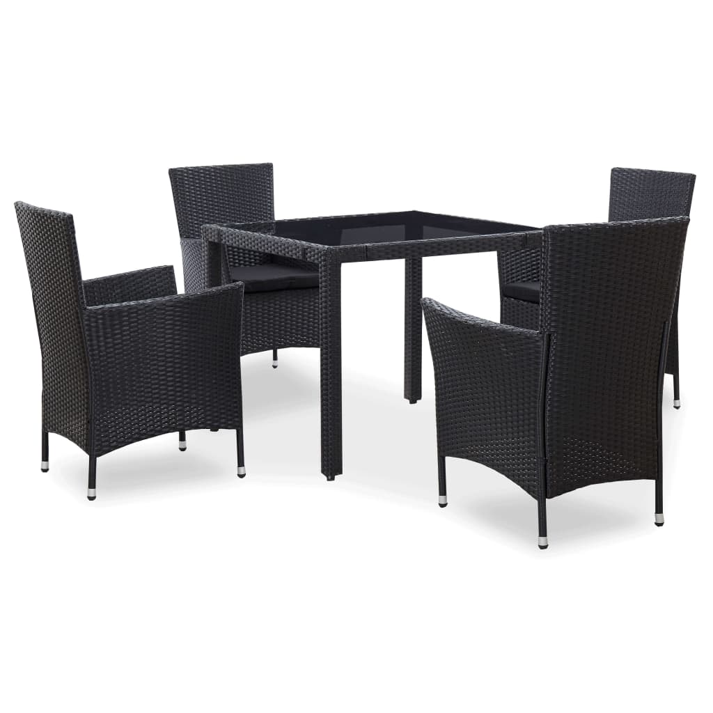 vidaXL 9-delige Tuinset poly rattan zwart