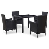 vidaXL 9-delige Tuinset poly rattan zwart