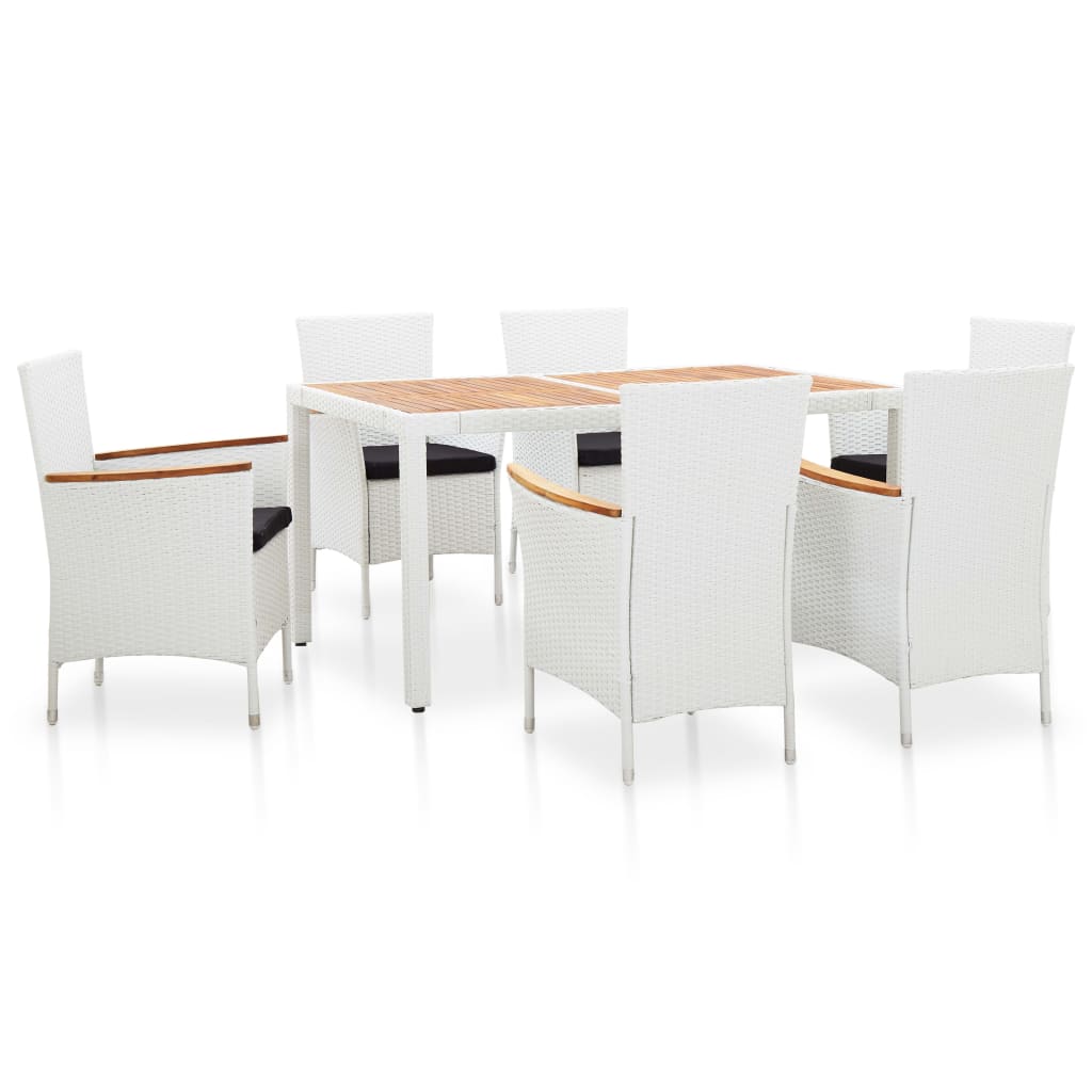 vidaXL 9-delige Tuinset poly rattan wit
