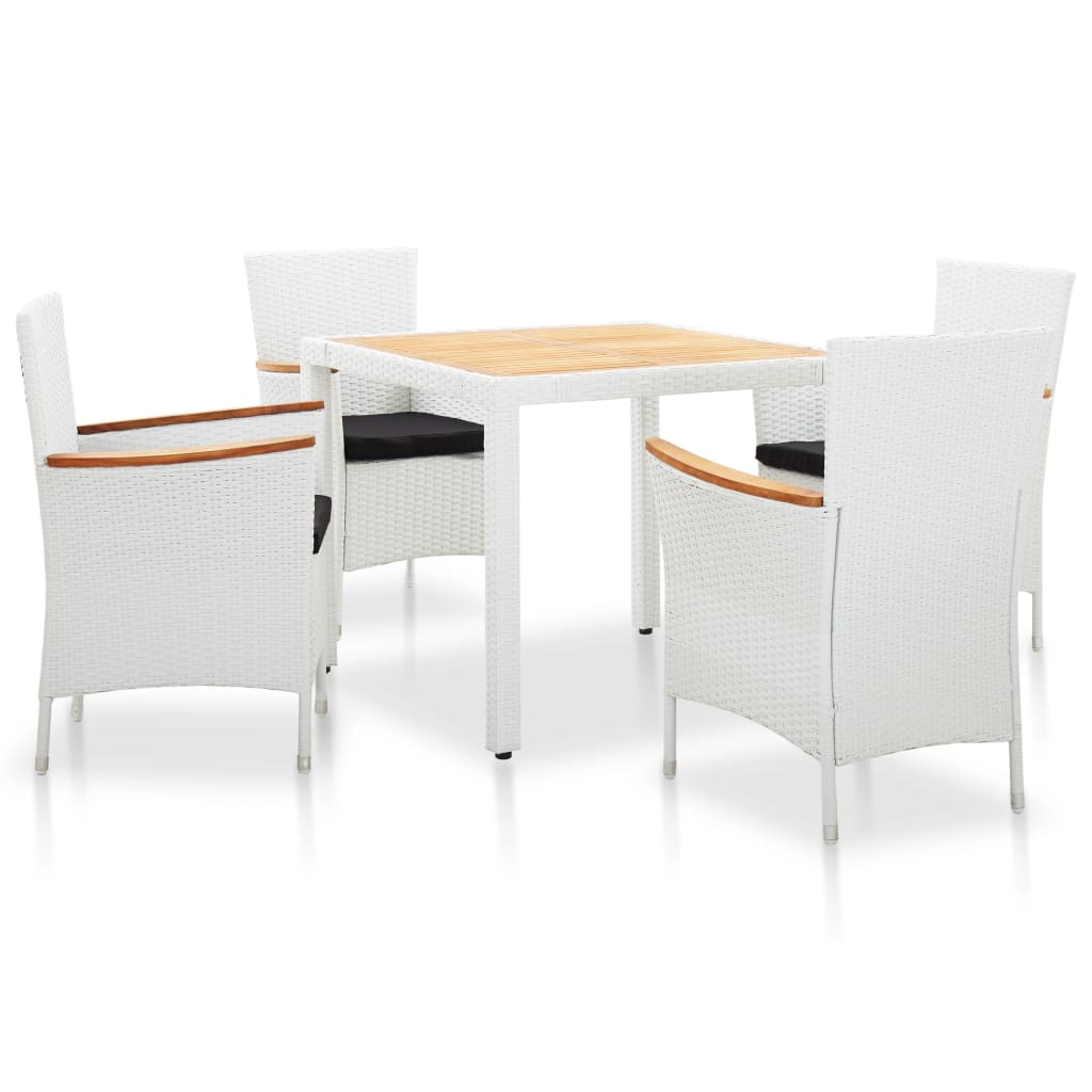 vidaXL 9-delige Tuinset poly rattan wit