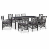 vidaXL 9-piece Garden Dining Set Poly Rattan Black