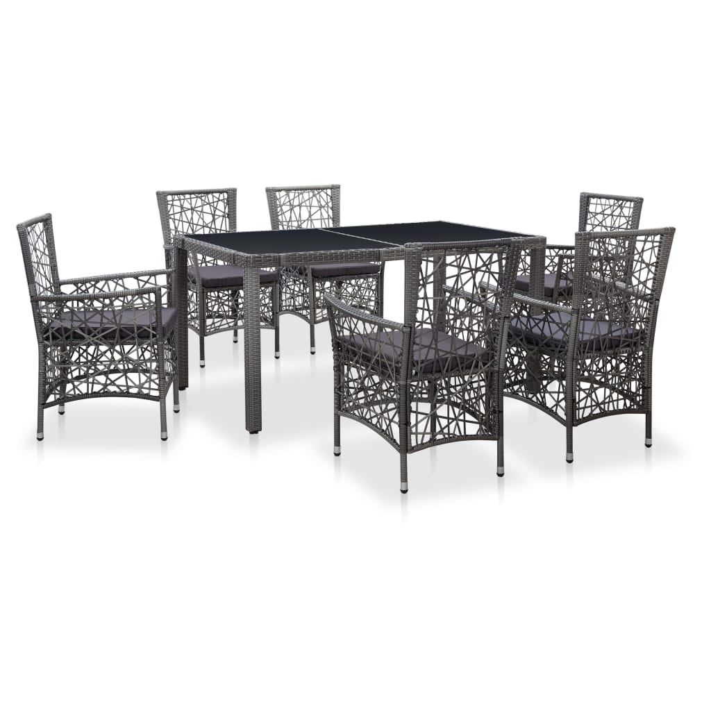 vidaXL 9-piece Garden Dining Set Poly Rattan Black