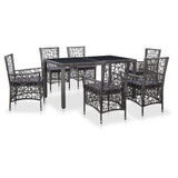 vidaXL 9-piece Garden Dining Set Poly Rattan Black
