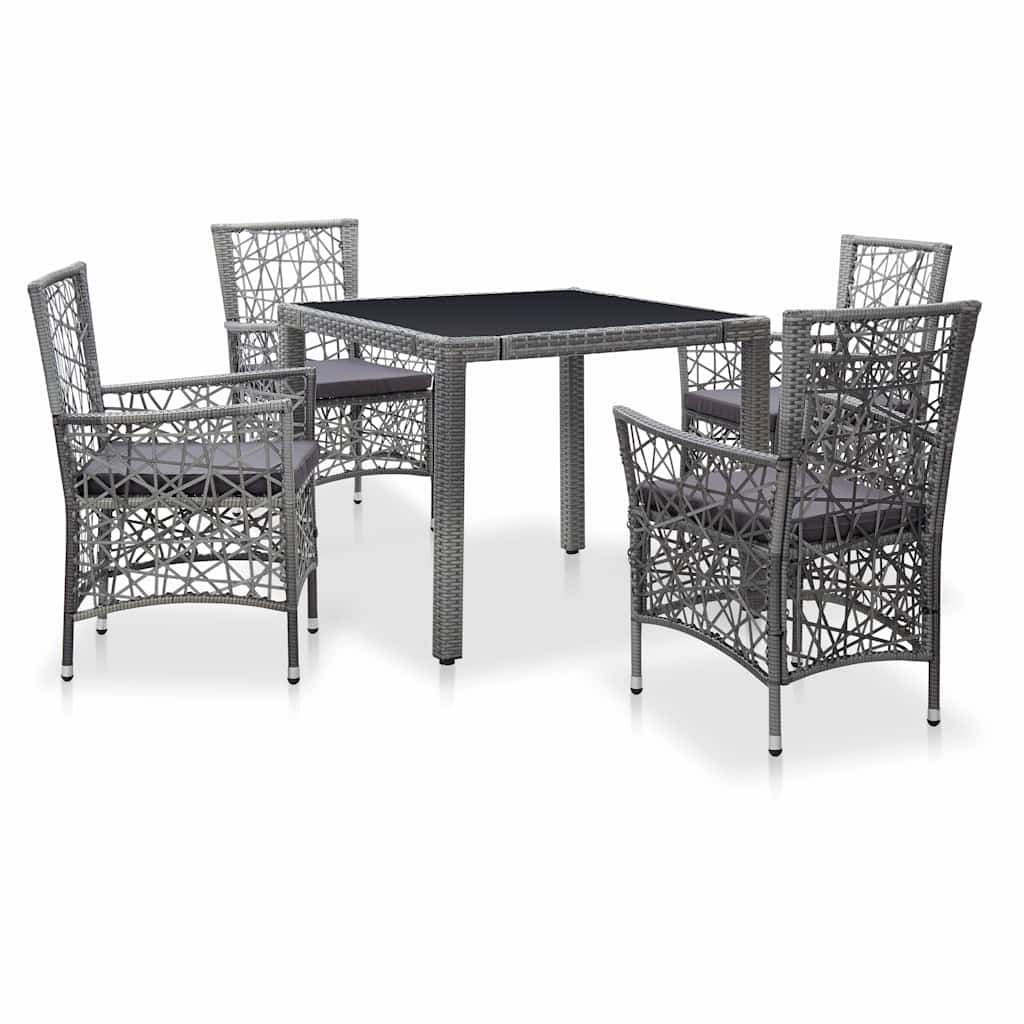 vidaXL 9-piece Garden Dining Set Poly Rattan Black