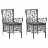 vidaXL Tuinstoelen 2 st met kussens poly rattan grijs