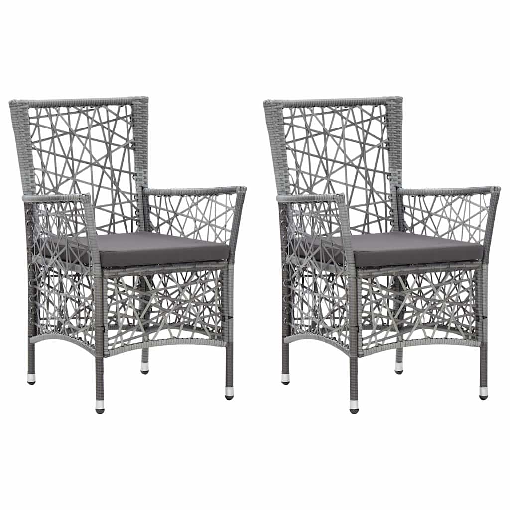 vidaXL Tuinstoelen 2 st met kussens poly rattan grijs