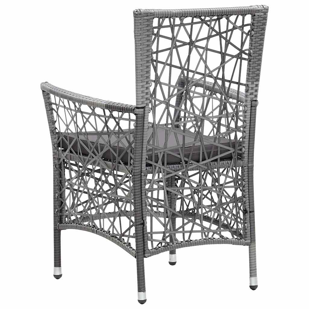 vidaXL Tuinstoelen 2 st met kussens poly rattan grijs