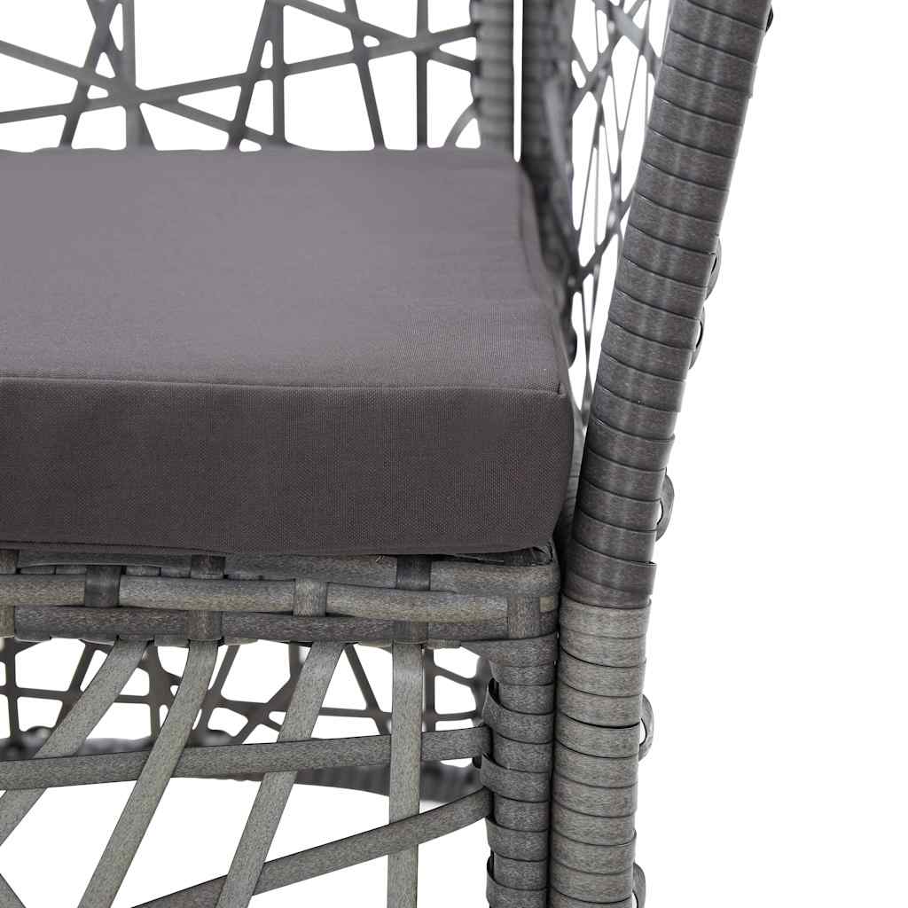 vidaXL Tuinstoelen 2 st met kussens poly rattan grijs