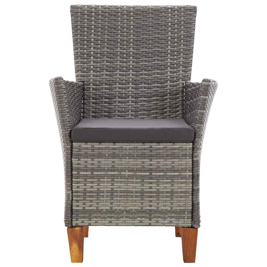 vidaXL 5-delige Eethoek poly rattan en massief acaciahout grijs