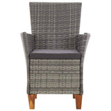 vidaXL 5-delige Eethoek poly rattan en massief acaciahout grijs