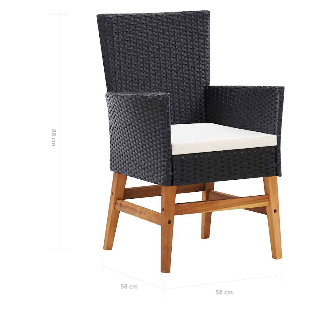 vidaXL 7-delige Tuinset poly rattan en acaciahout zwart