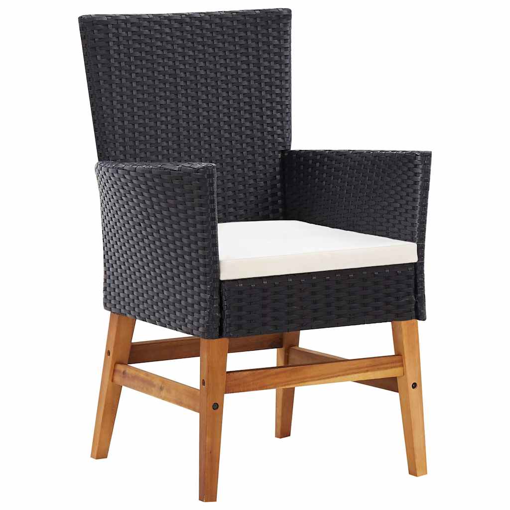 vidaXL 7-delige Tuinset poly rattan en acaciahout zwart