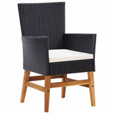 vidaXL 7-delige Tuinset poly rattan en acaciahout zwart