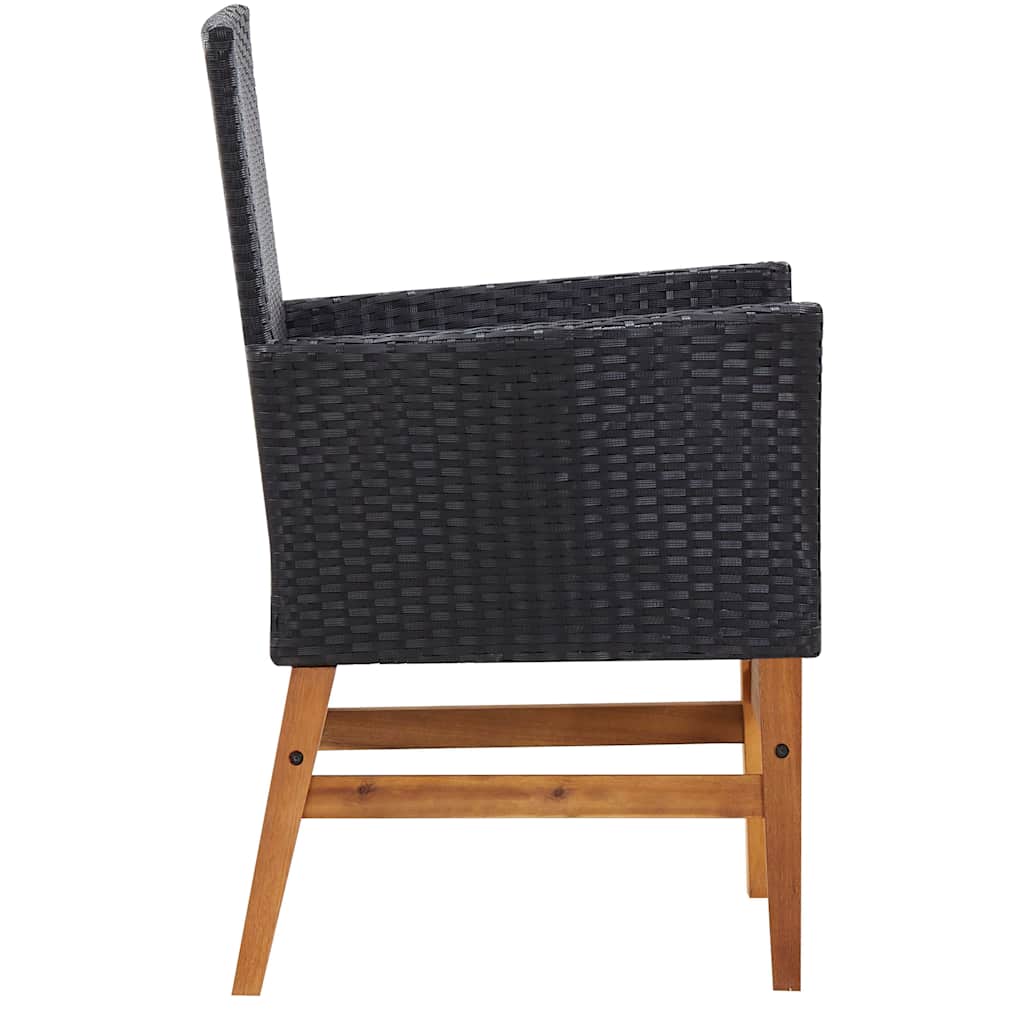 vidaXL 7-delige Tuinset poly rattan en acaciahout zwart