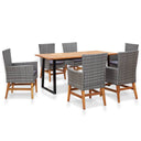 vidaXL 7-delige Tuinset poly rattan en acaciahout zwart
