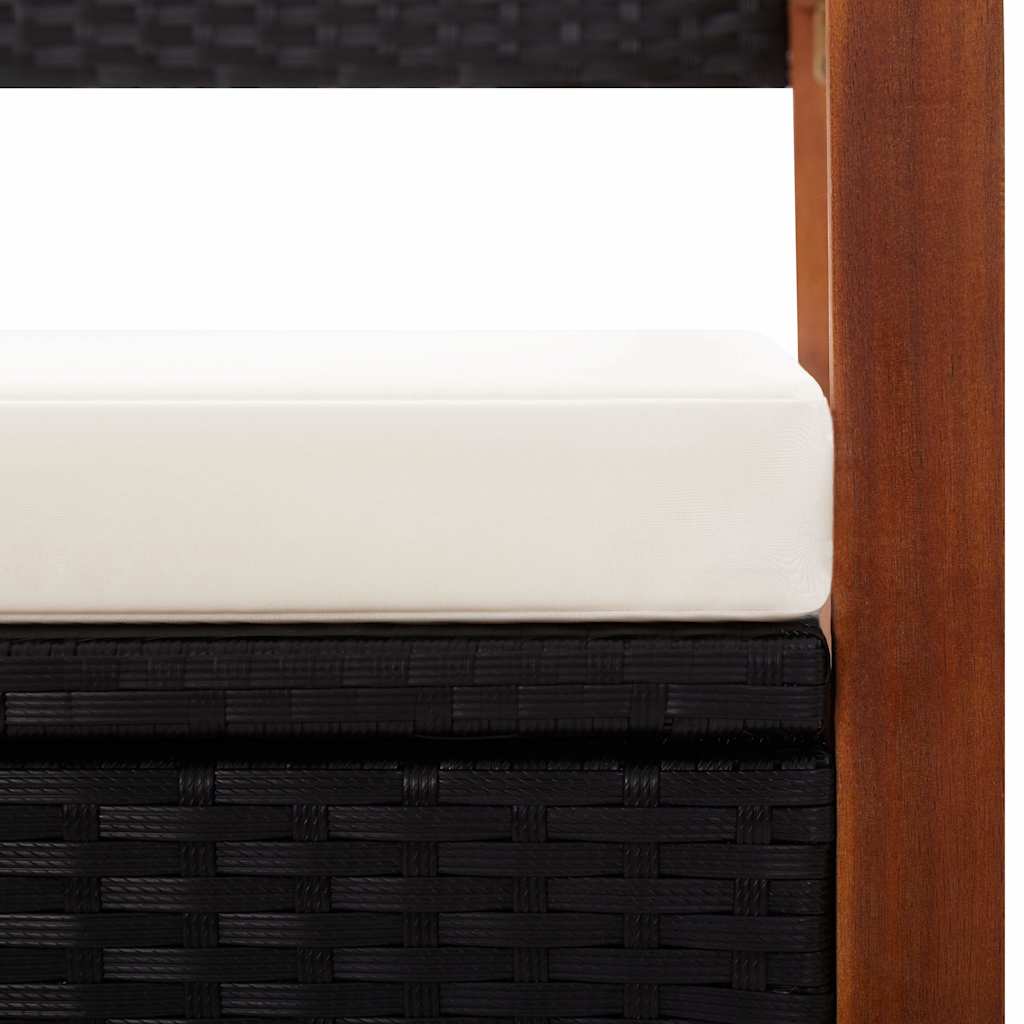 vidaXL Opbergbankje 115 cm poly rattan en massief acaciahout zwart