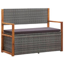 vidaXL Opbergbankje 115 cm poly rattan en massief acaciahout zwart