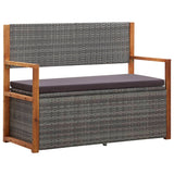 vidaXL Opbergbankje 115 cm poly rattan en massief acaciahout zwart