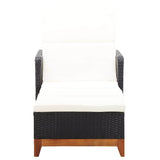 vidaXL Ligbed poly rattan en massief acaciahout zwart