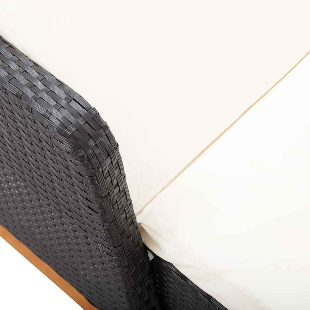 vidaXL Ligbed poly rattan en massief acaciahout zwart