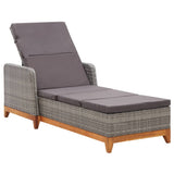 vidaXL Ligbed poly rattan en massief acaciahout zwart