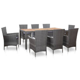 vidaXL 7-delige Tuinset met kussens poly rattan zwart