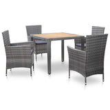vidaXL 7-delige Tuinset met kussens poly rattan zwart