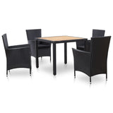 vidaXL 7-delige Tuinset met kussens poly rattan zwart