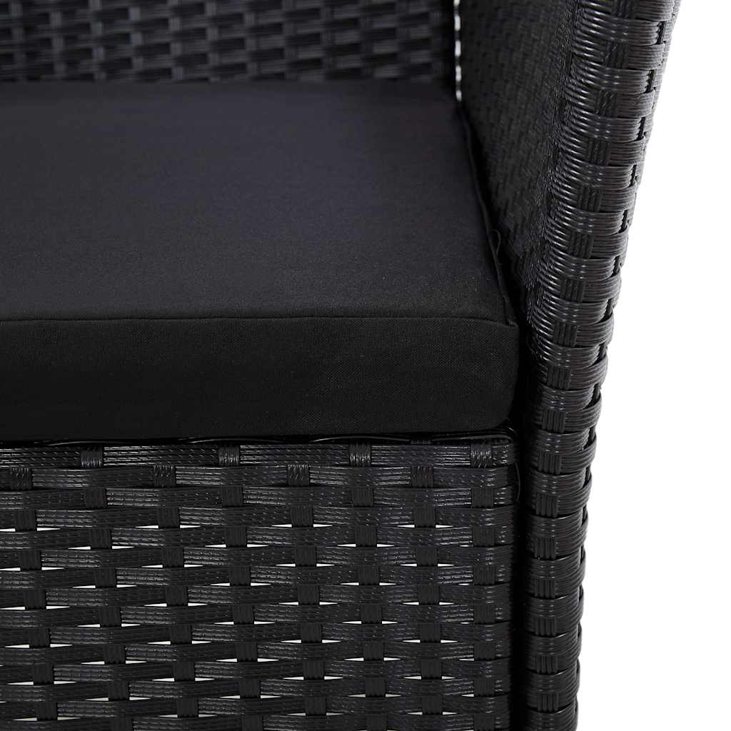 vidaXL 7-delige Tuinset met kussens poly rattan zwart