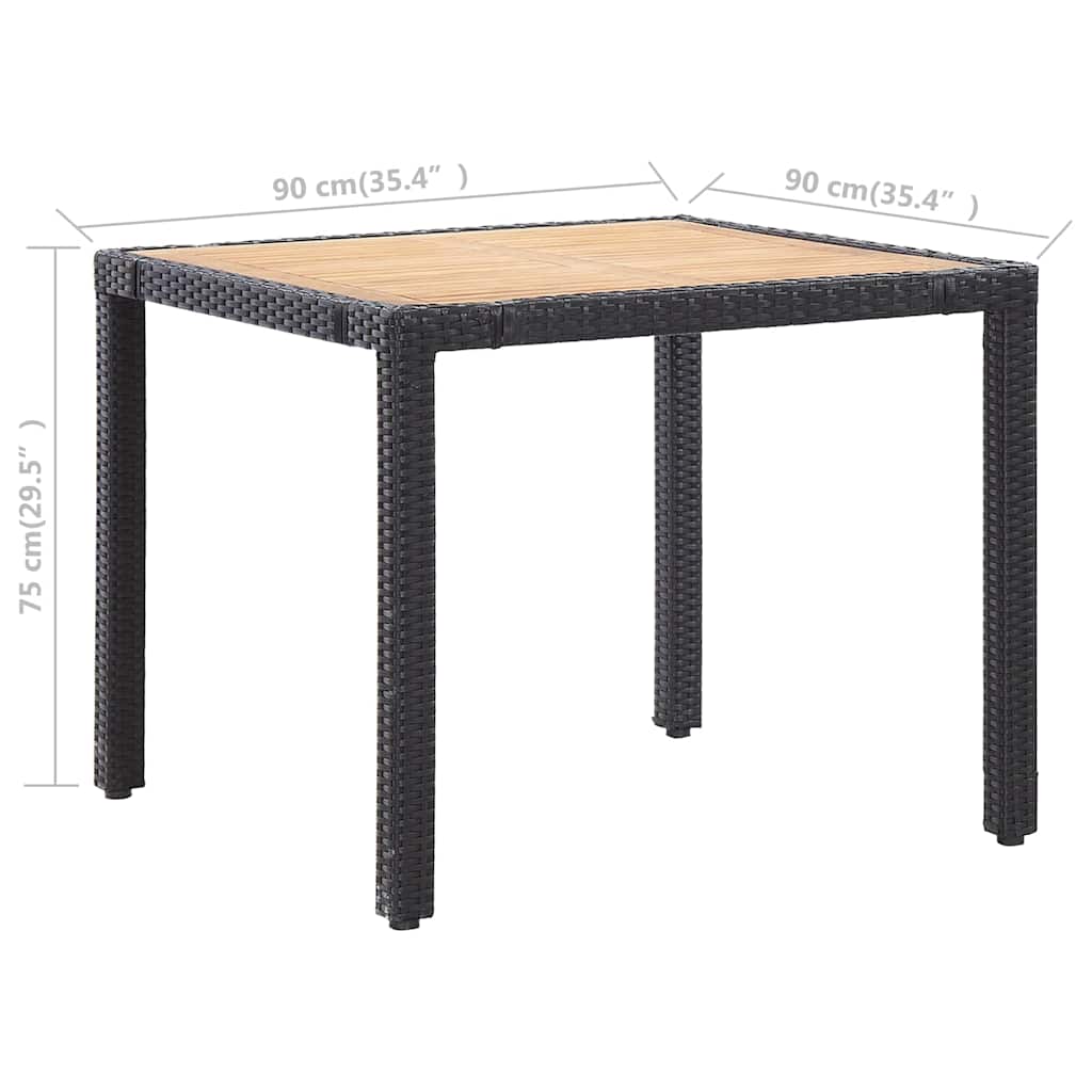 vidaXL 7-delige Tuinset met kussens poly rattan zwart