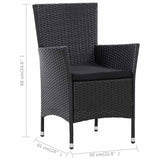 vidaXL 7-delige Tuinset met kussens poly rattan zwart