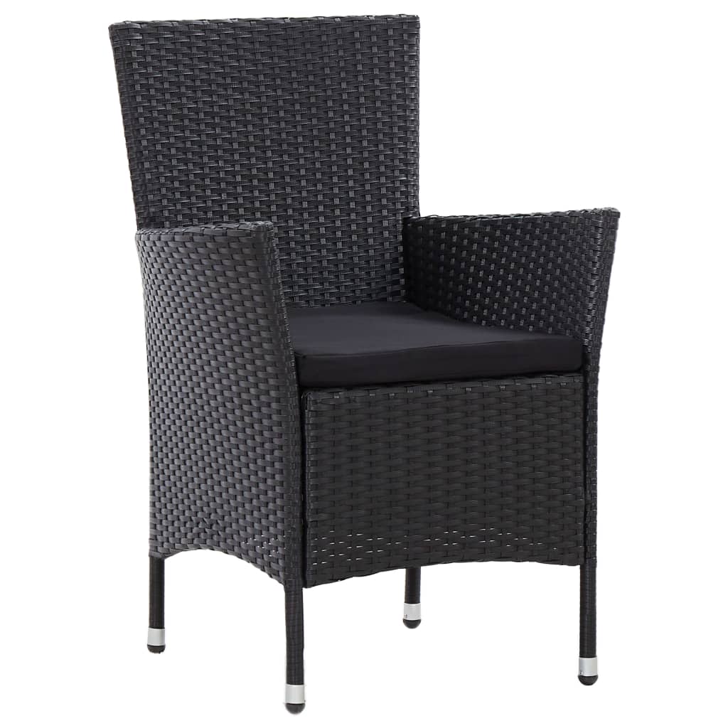 vidaXL 7-delige Tuinset met kussens poly rattan zwart