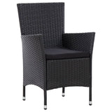 vidaXL 7-delige Tuinset met kussens poly rattan zwart