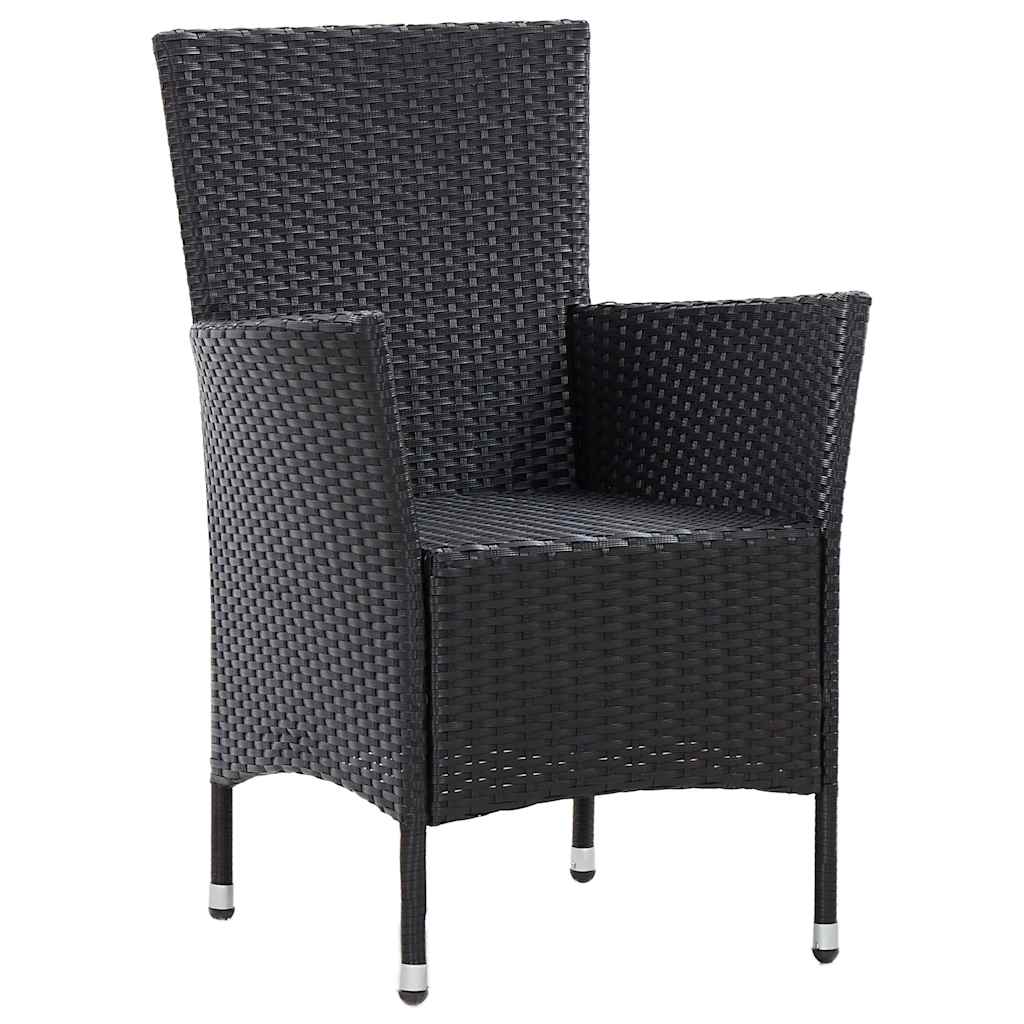 vidaXL 7-delige Tuinset met kussens poly rattan zwart