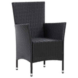 vidaXL 7-delige Tuinset met kussens poly rattan zwart