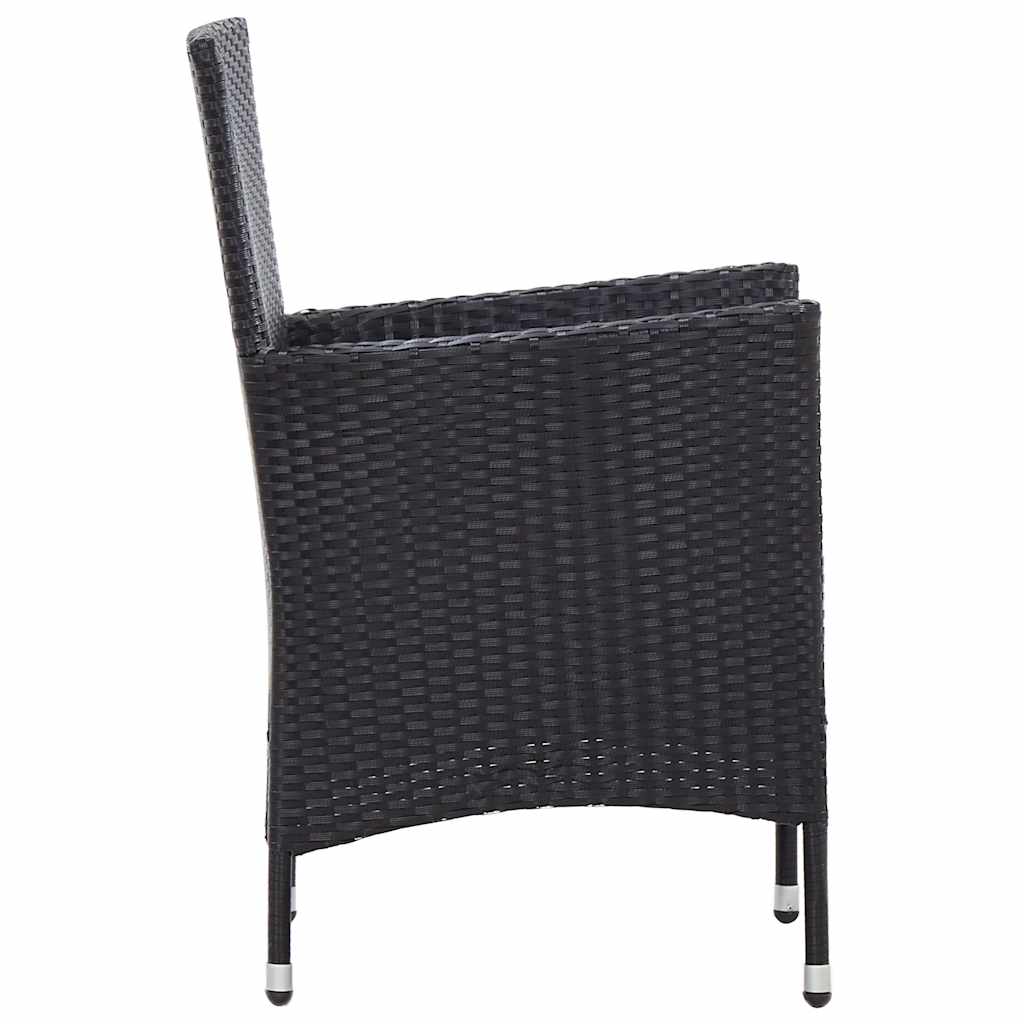 vidaXL 7-delige Tuinset met kussens poly rattan zwart