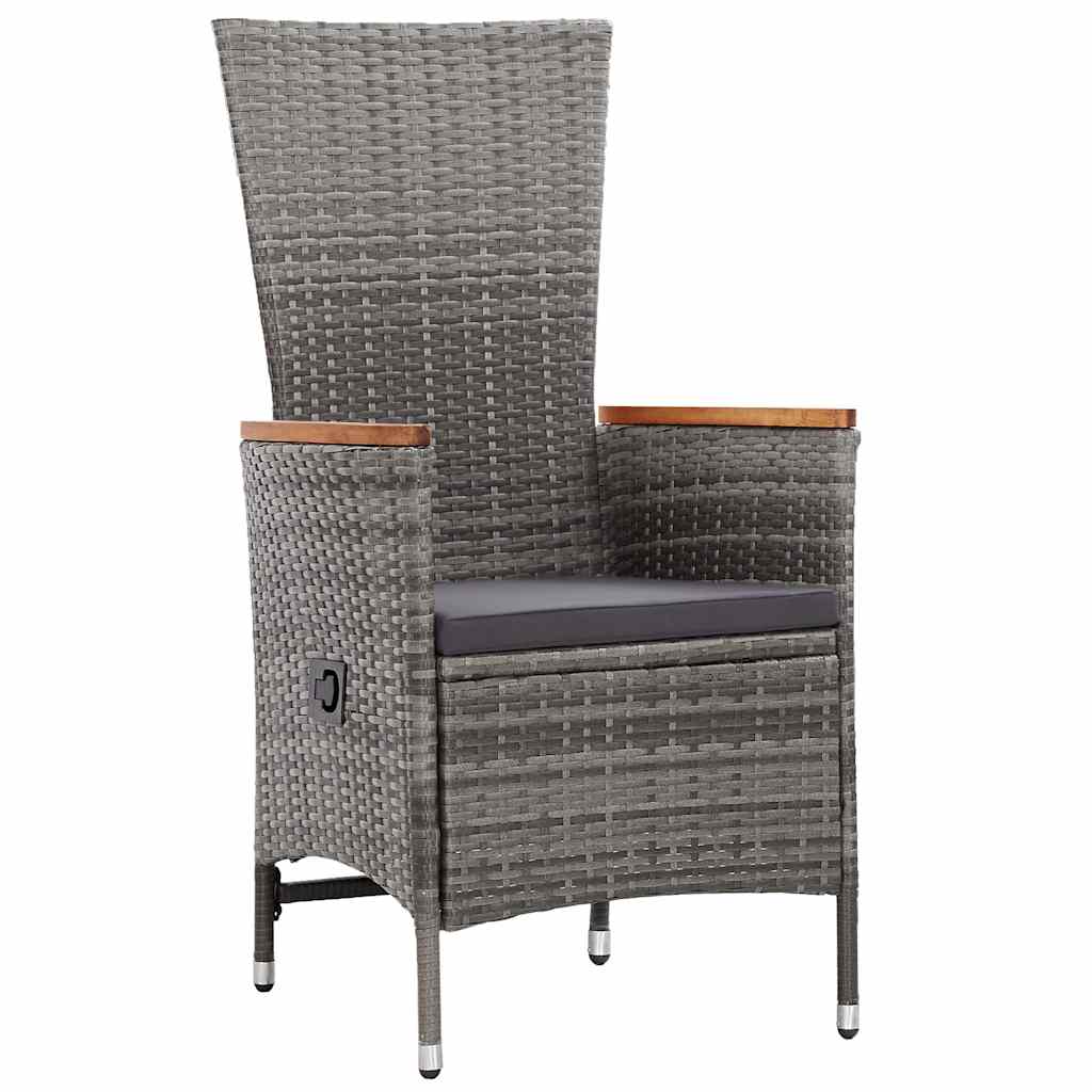 vidaXL 7-Piece Garden Dining Set with Cushions Poly Rattan Grey