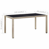 vidaXL 7-delige Tuinset met kussens poly rattan beige