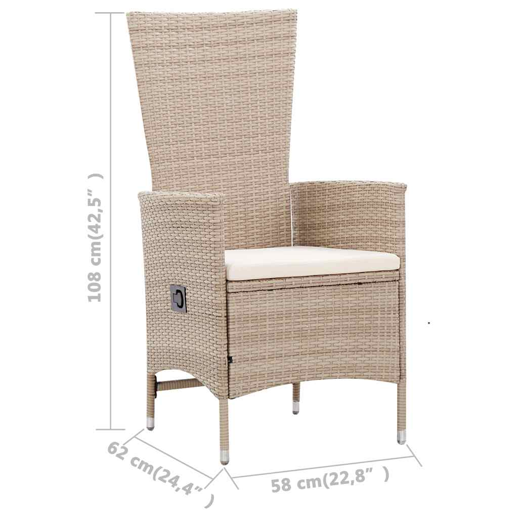 vidaXL 7-delige Tuinset met kussens poly rattan beige